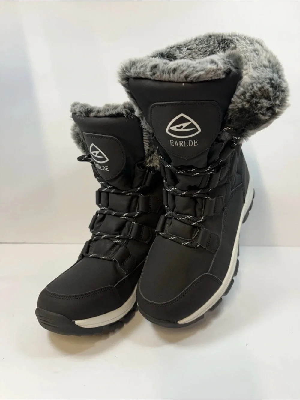 Women's Black Faux-Fur Winter Boots - Insulated Snow Boots